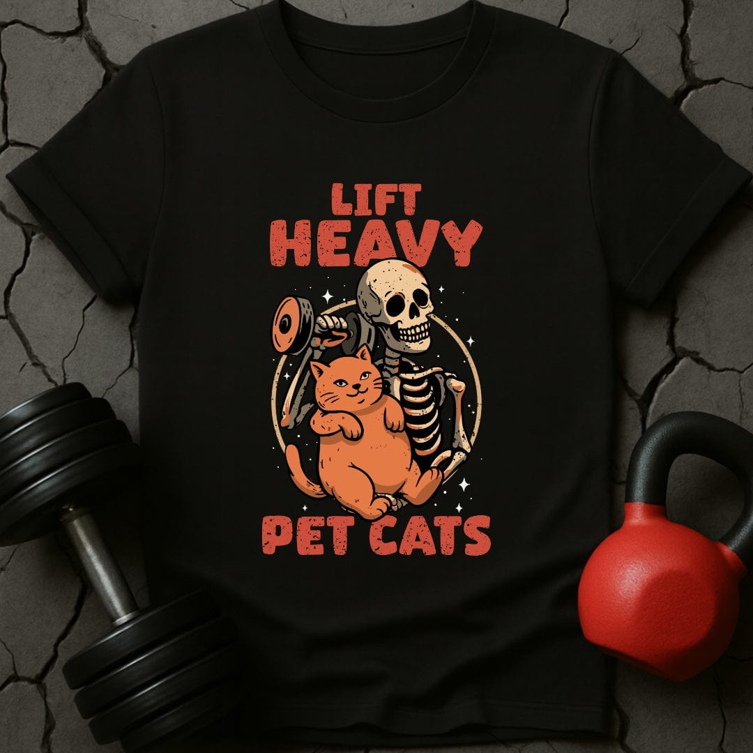 Lift Heavy Pet Cats Skeleton T-Shirt