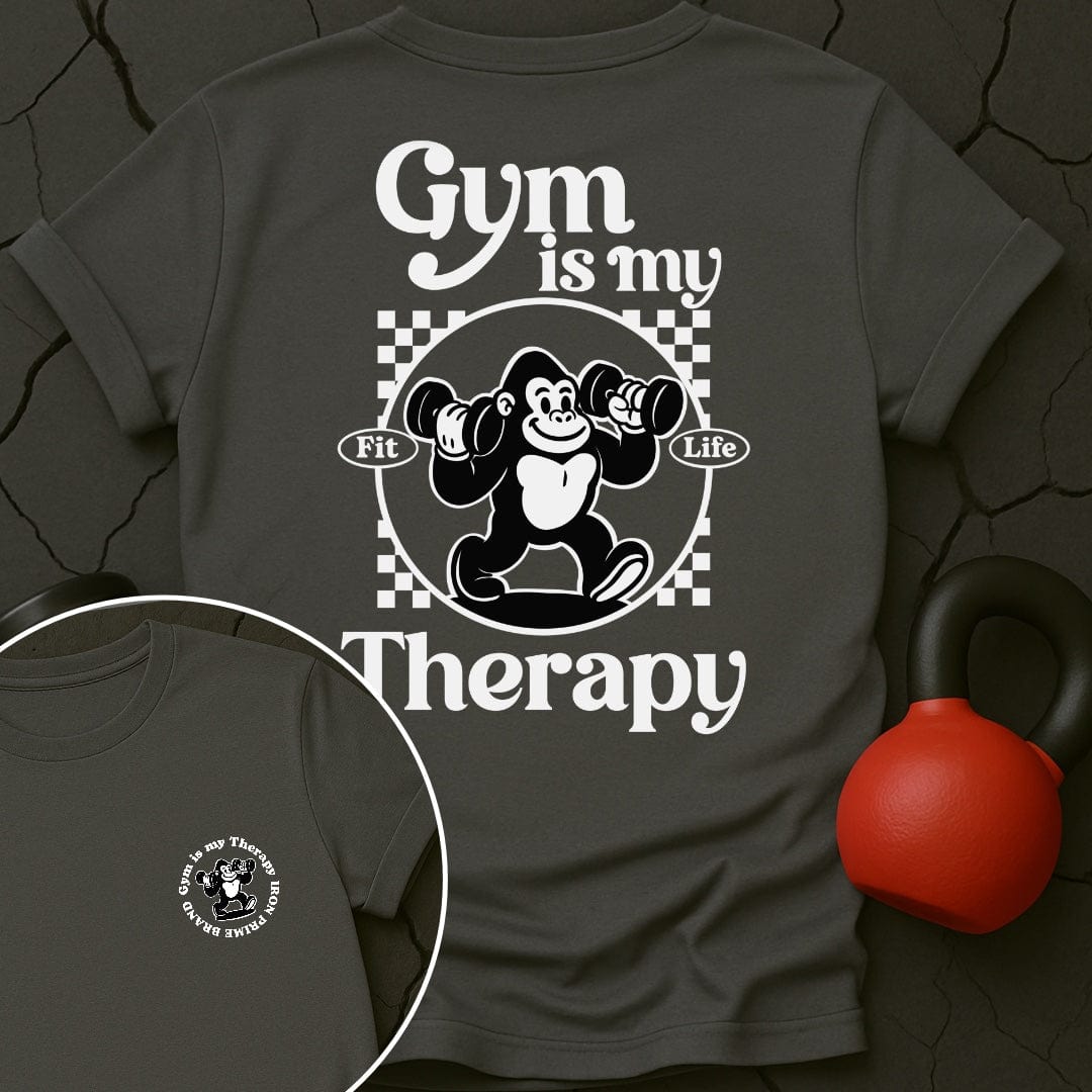 Gym Is My Therapy Retro Gorilla T-Shirt