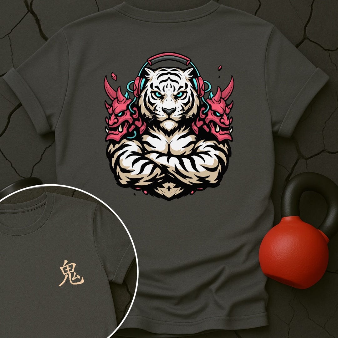 CyberPunk Oni White Tiger Gym T-Shirt