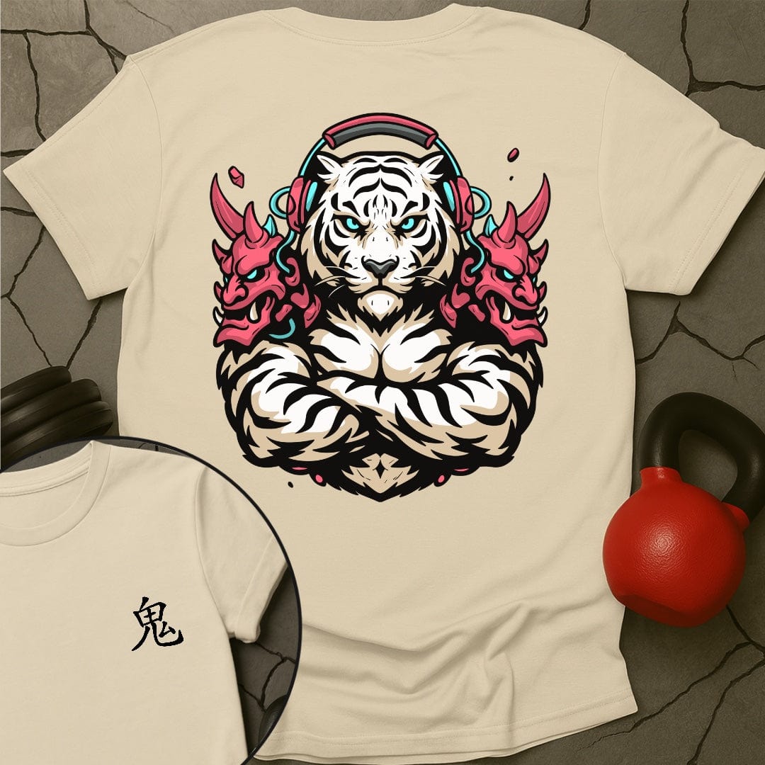 CyberPunk Oni White Tiger Gym T-Shirt