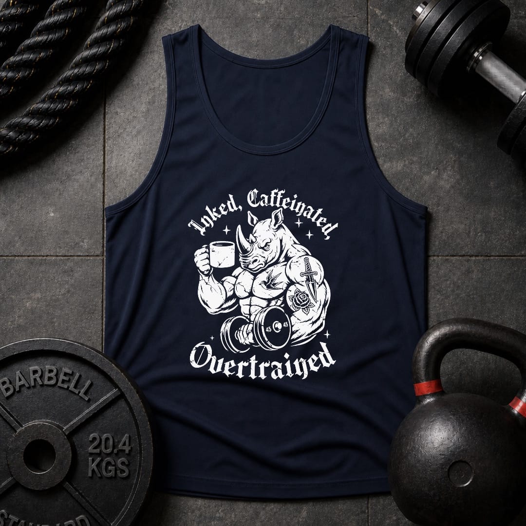 Inked, Caffeinated, Overtrained Unisex Tank
