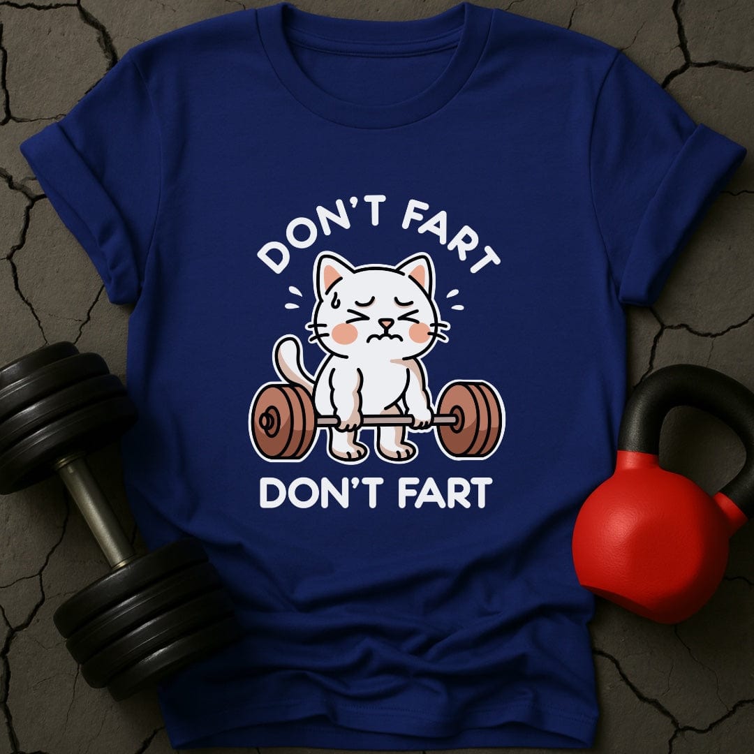 Don't Fart White Cat T-Shirt