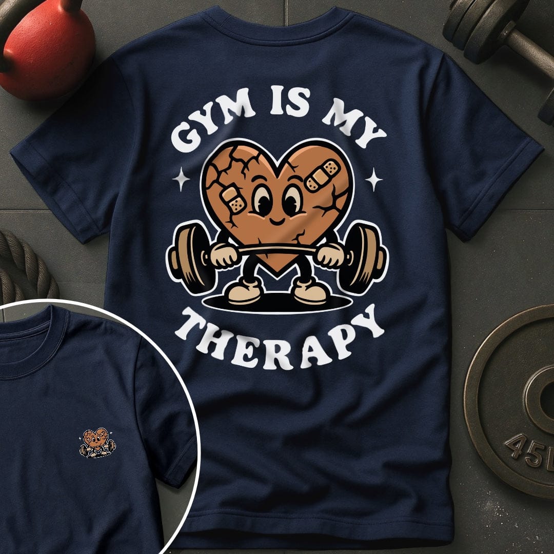 Gym Is My Therapy Retro Heart Gym T-Shirt