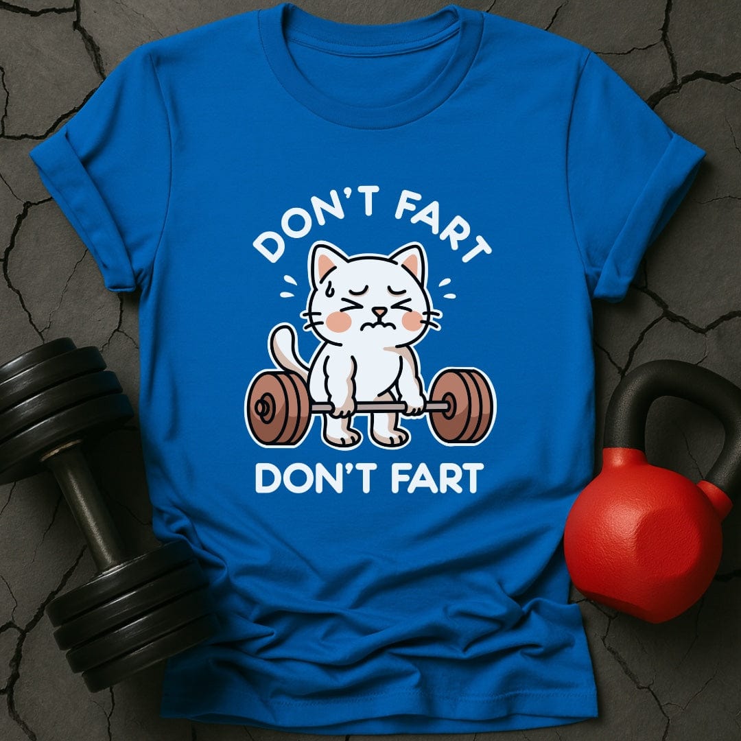 Don't Fart White Cat T-Shirt