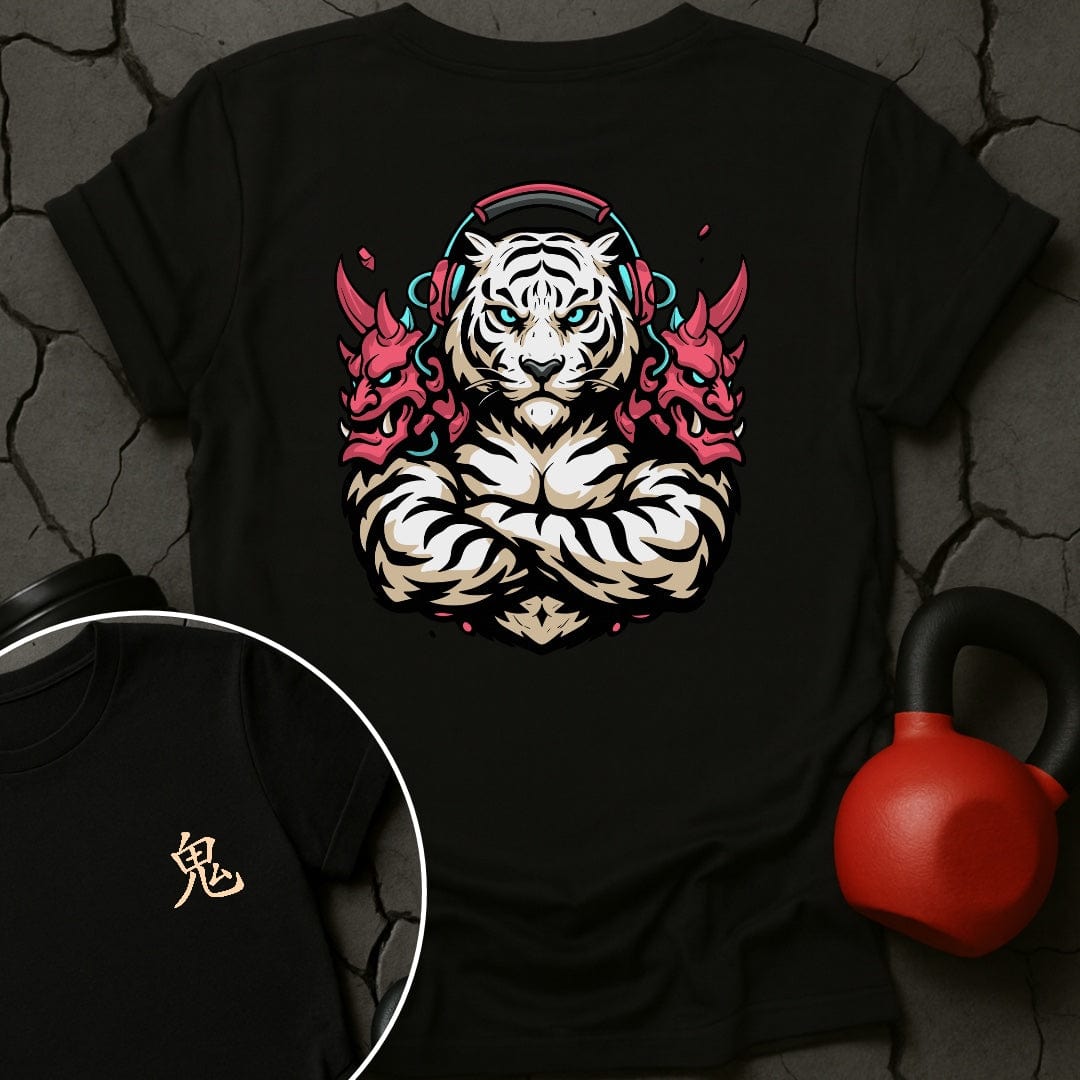 CyberPunk Oni White Tiger Gym T-Shirt