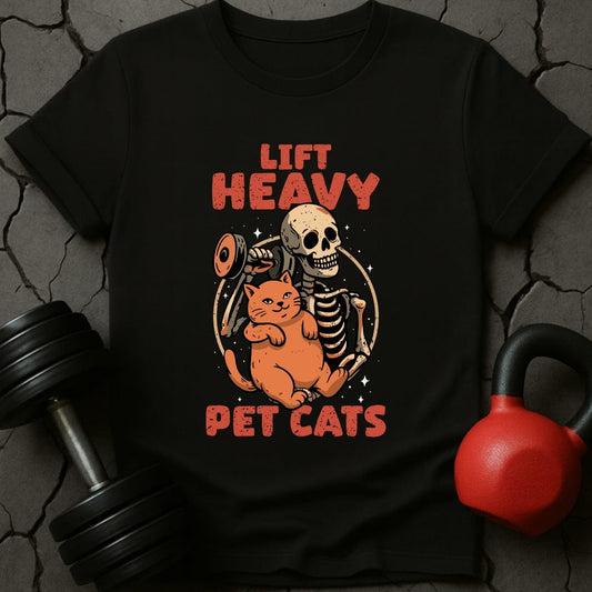 Lift Heavy Pet Cats Skeleton T-Shirt