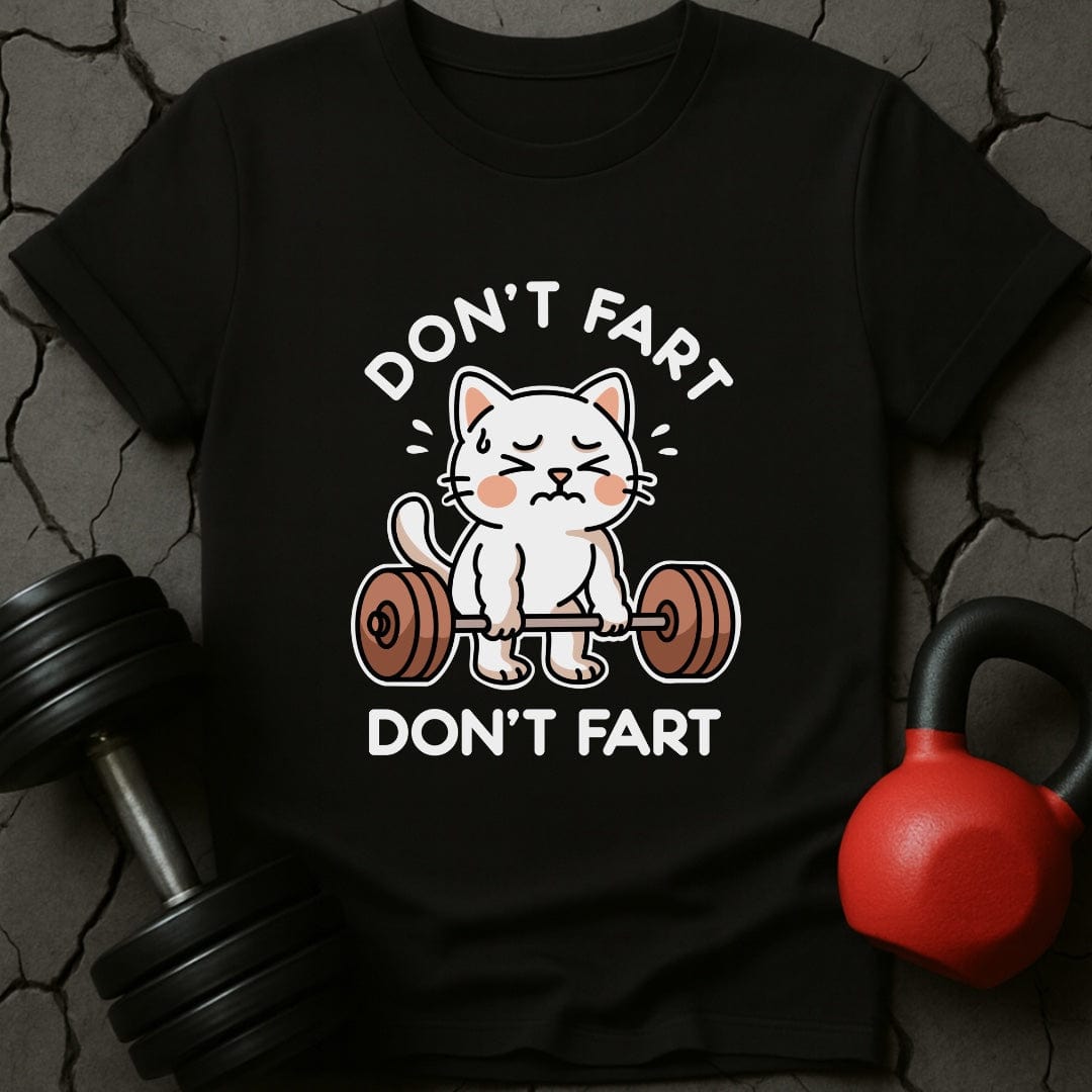 Don't Fart White Cat T-Shirt
