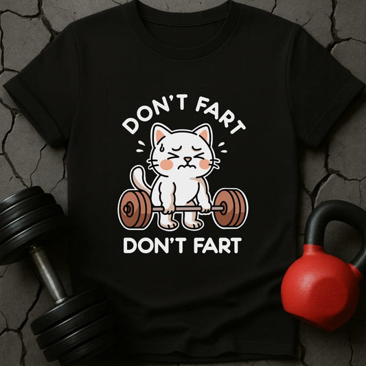 Don't Fart White Cat T-Shirt