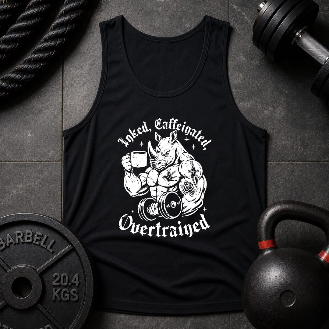 Inked, Caffeinated, Overtrained Unisex Tank