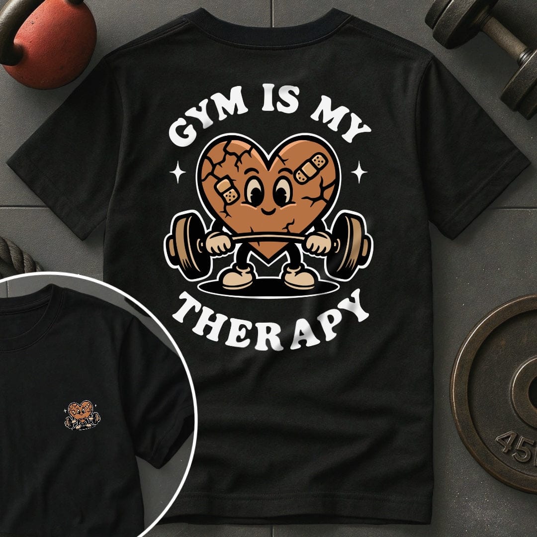 Gym Is My Therapy Retro Heart Gym T-Shirt