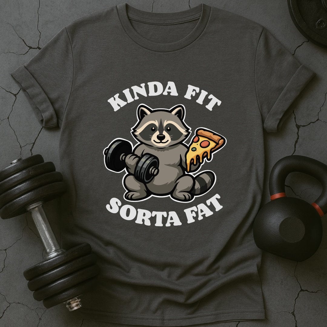 Kinda Fit Sorta Fat Raccoon Pizza Funny Gym T-Shirt