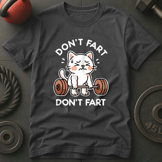Don't Fart White Cat T-Shirt