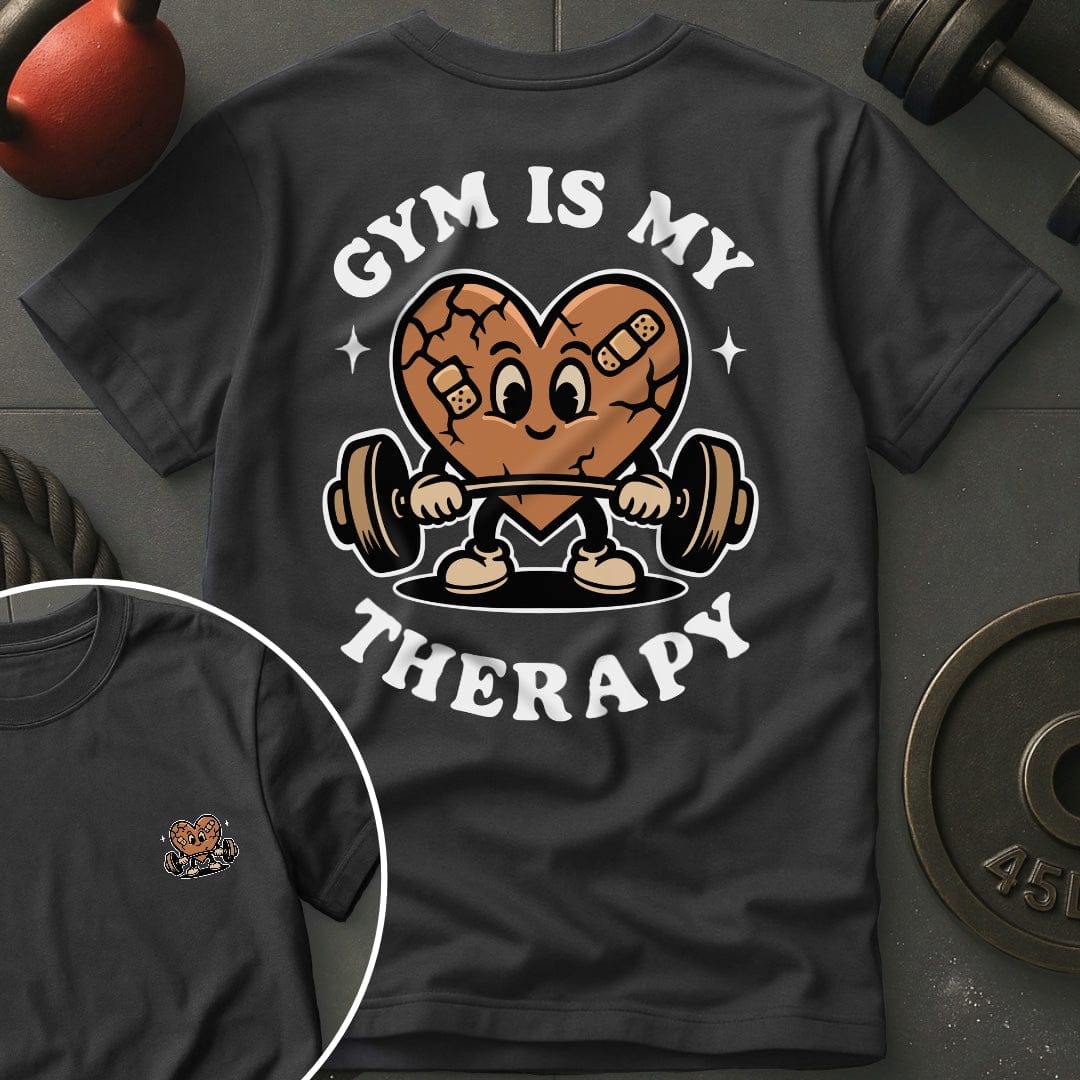 Gym Is My Therapy Retro Heart Gym T-Shirt