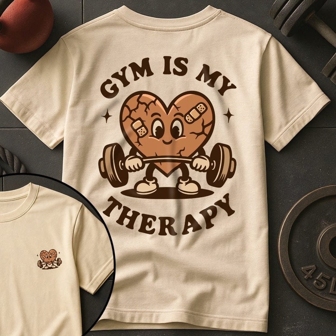 Gym Is My Therapy Retro Heart Gym T-Shirt