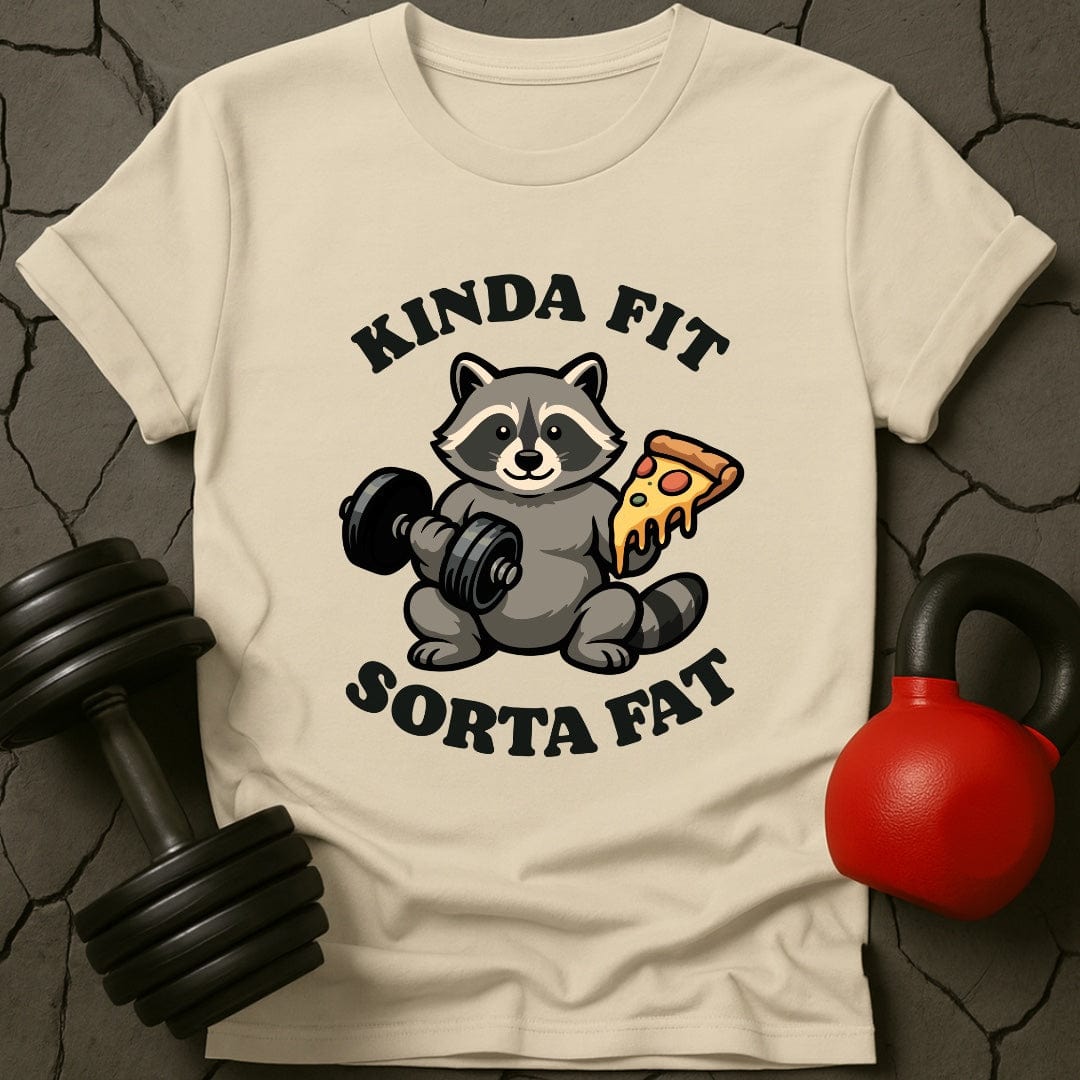 Kinda Fit Sorta Fat Raccoon Pizza Funny Gym T-Shirt