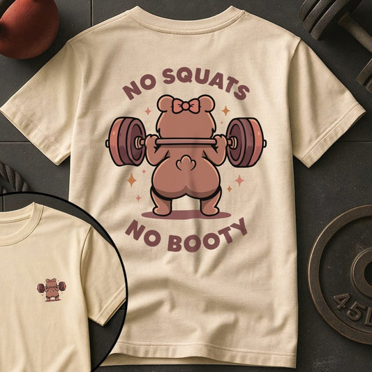 No Squats No Booty Bear Gym T-Shirt