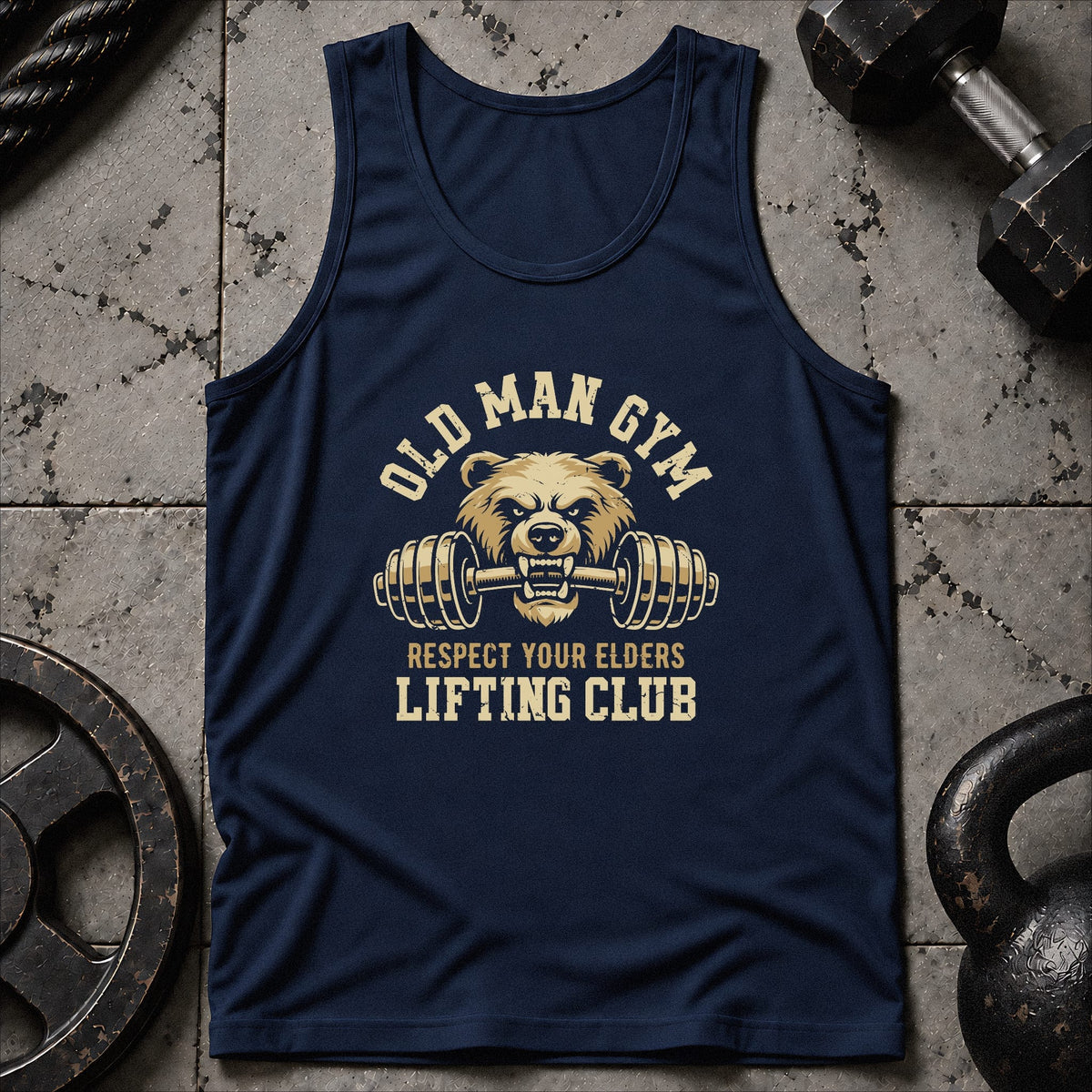 Old Man Gym Bear Unisex Tank