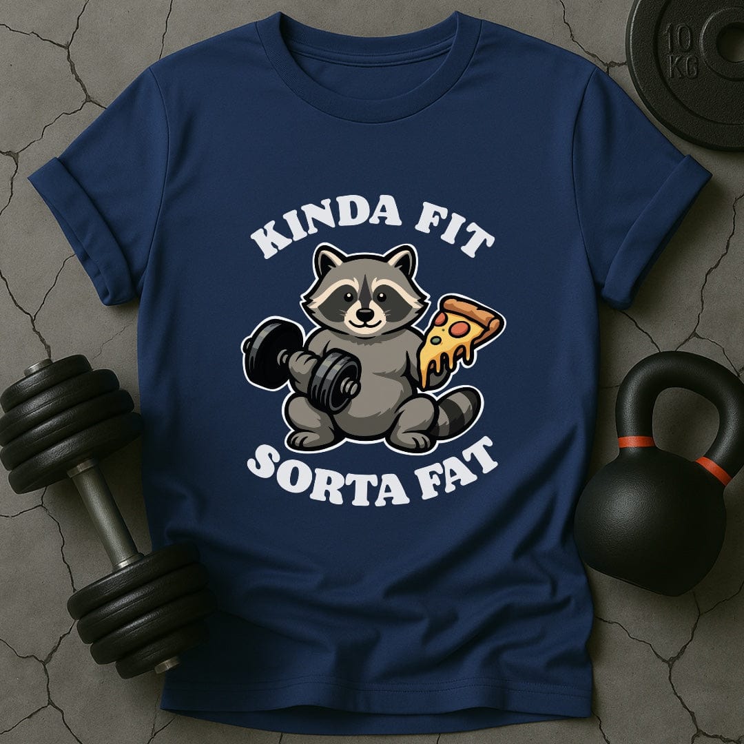 Kinda Fit Sorta Fat Raccoon Pizza Funny Gym T-Shirt