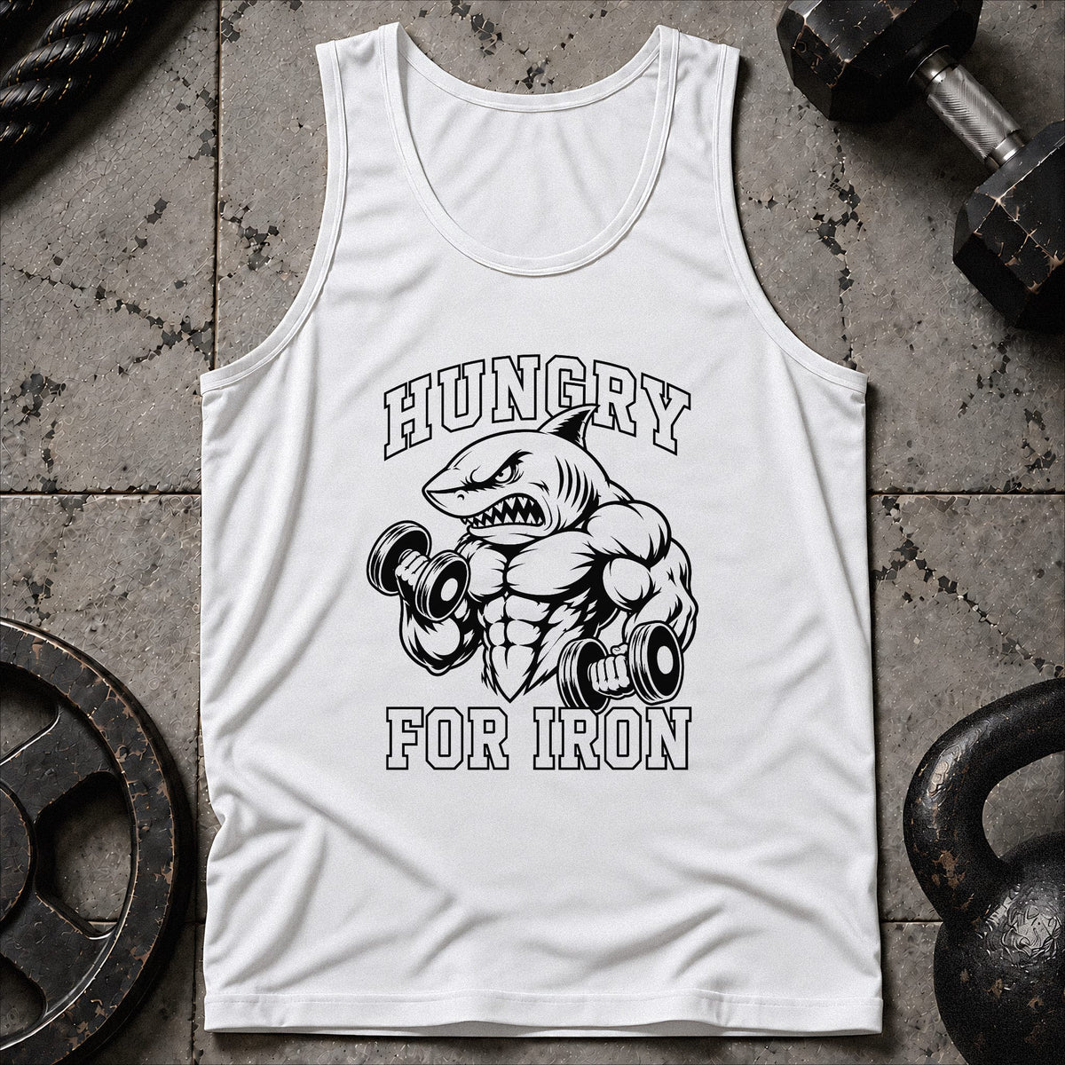 Hungry For Iron Shark Unisex Tank