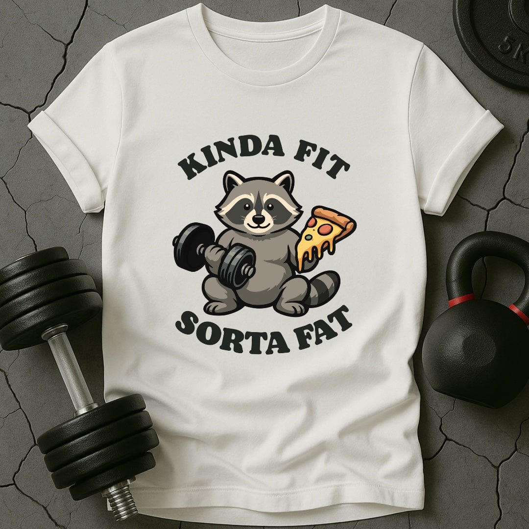 Kinda Fit Sorta Fat Raccoon Pizza Funny Gym T-Shirt