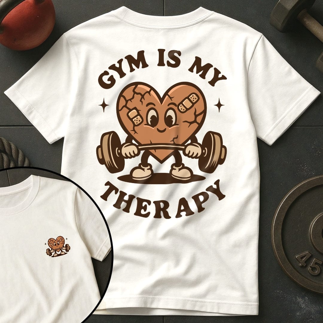 Gym Is My Therapy Retro Heart Gym T-Shirt